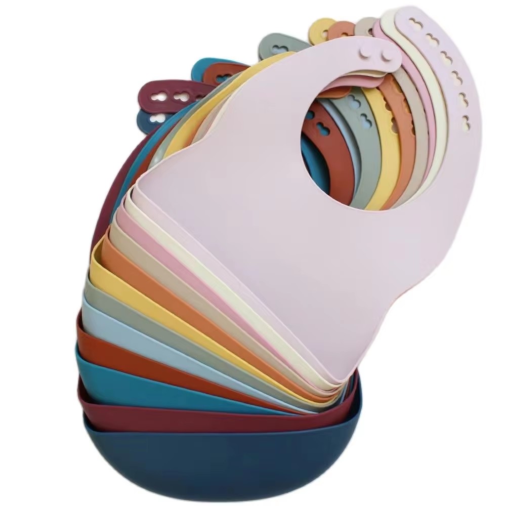 Waterproof Baby Bibs Silicone - Babero con bandeja de silicona para