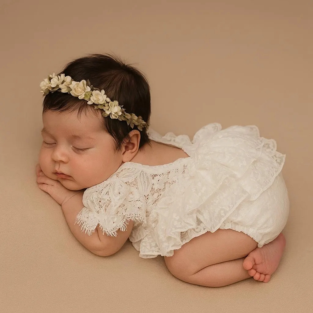 Newborn Baby Girl Romper Floral - Conjunto de Ropa para Fotografía de