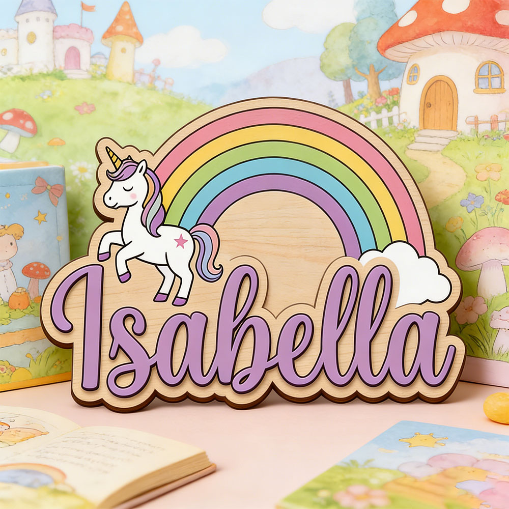 Nursery - Letrero Personalizado con Nombre de Unicornio