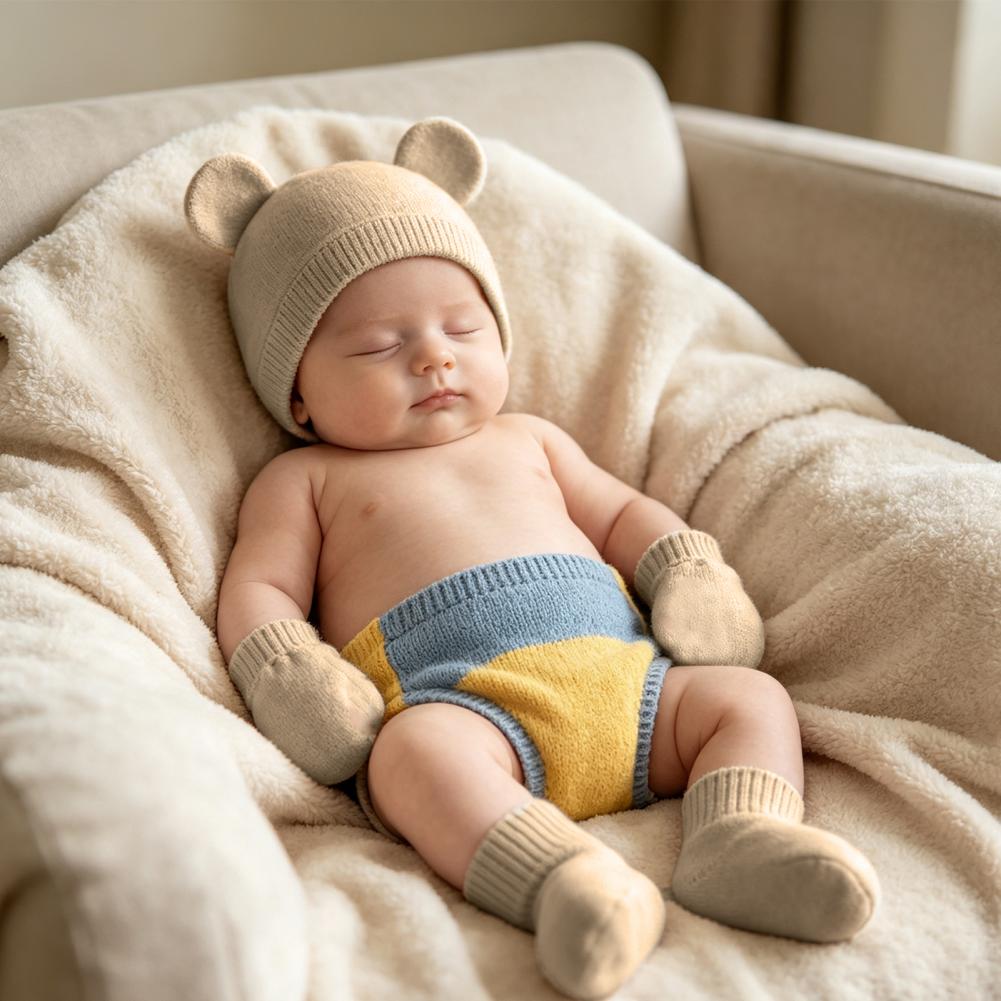 Infant Beanie Hat With Ears - Protectores de Pies para Recién Nacidos,