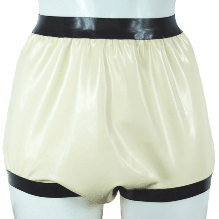 Diapering - Pantalones cortos de látex sexis transparentes