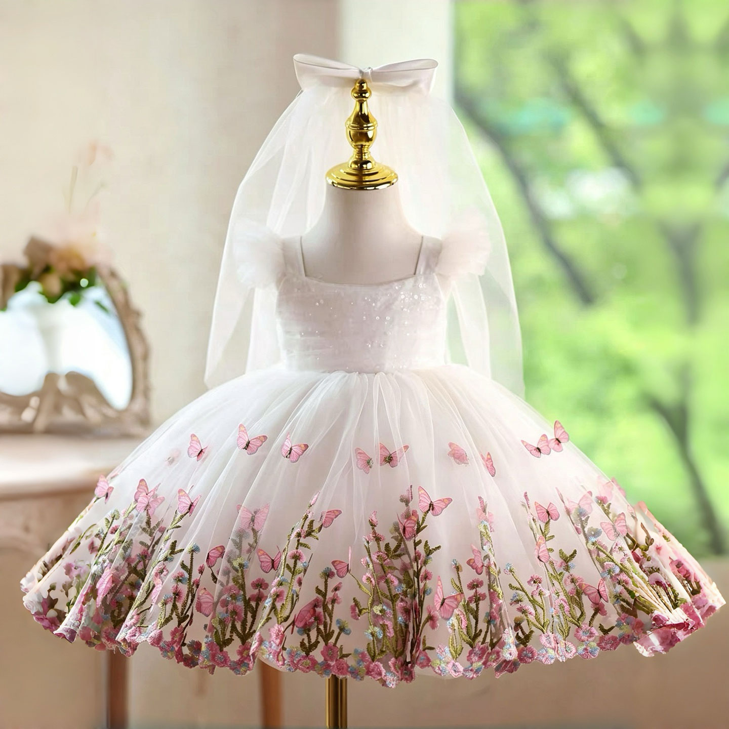Vestido de Niña con Bordado de - Toddler Girl Tulle Party Dress reseña y precio